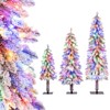 Costway 3’ 4’ 5’ Artificial Christmas Tree Set of 3 with 115 + 207 + 275 Branch Tips Snow-flocked Branch Tips - 2 of 4
