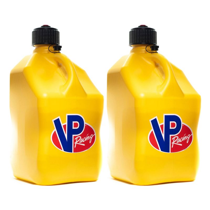 VP Racing 5.5 Gal Motorsport Racing Liquid Container Utility Jug Can with Contoured Handle, Multipurpose Cap and Rubber Gaskets, Yellow (2 Pack), 1 of 7