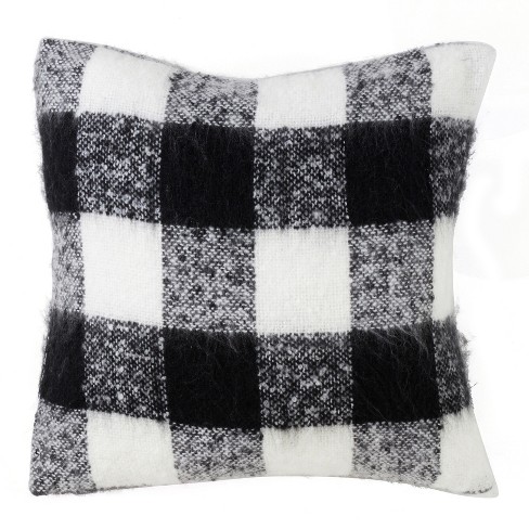 20"x20" Oversize Faux Mohair Buffalo Plaid Square Throw Pillow - Saro Lifestyle - image 1 of 2