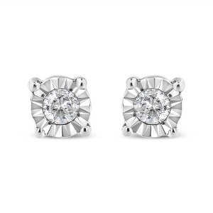 Silver 1/10 Cttw Round Brilliant-Cut Diamond Miracle-Set Stud Earrings - 1 of 4