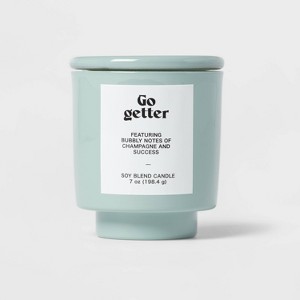 7oz Mist Exterior Painted Glass with Glass Lid Go Getter Candle Green - Room Essentials™ - 1 of 3