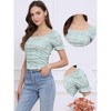 INSPIRE CHIC Women's Ruched Front Short Sleeve Floral Cropped Tops - 2 of 4