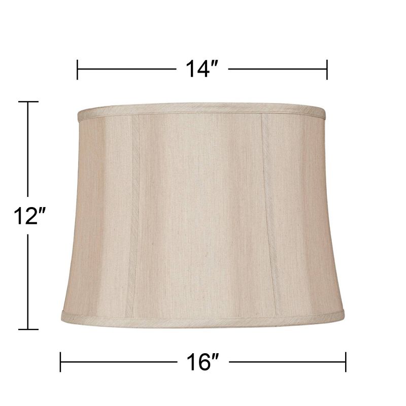Springcrest Taupe Medium Softback Round Lamp Shade 14" Top x 16" Bottom x 12" High (Spider) Replacement with Harp and Finial, 5 of 10