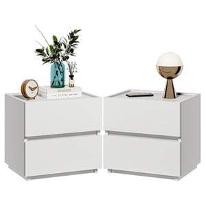 Sandinrayli Nightstands Set of 2, Small Dresser for Closet, Sofa Side Table with Drawers for Small Spaces Wooden Bedside Tables, White - 1 of 4