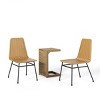 3 Piece Aluminium Outdoor Patio Dining Set,Patio C-Shape Coffee Table and 2 Armless Rattan Dining Chairs Set,Garden Furniture Set-Coolbibila - 2 of 4