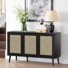 MAYEERTY Black 471528" Rattan-Fronted Sideboard Cabinet with 3 Doors - Dining Room, Entryway - 2 of 4