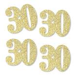 Big Dot of Happiness Gold Glitter 30 - No-Mess Real Gold Glitter Cut-Out Numbers - 30th Birthday Party Confetti - Set of 24