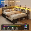 Full Size Bed Frame with Headboard and Storage Drawers Full Metal Platform Corner Bed Frame with Charging Station and LED Lights Gray - 4 of 4