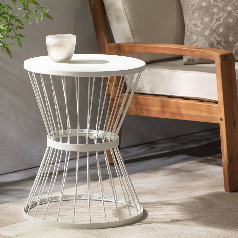 Wrought Iron Patio Side Table - White - Christopher Knight Home, 3 of 9