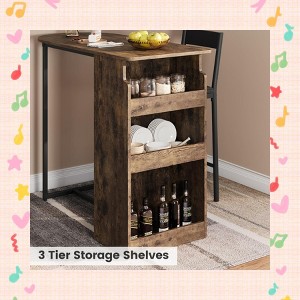 Garvee Bar Table and Chairs Set for 2 – Modern Pub Table with Velvet Seating and Convenient Wine Storag - 1 of 4