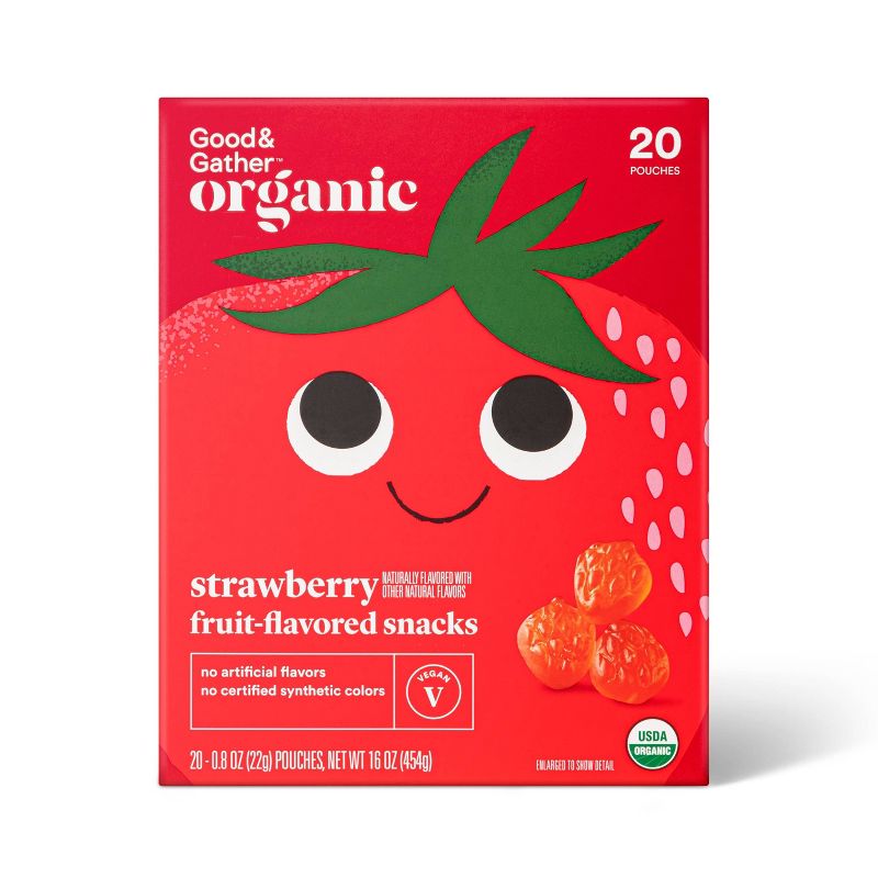 Organic Strawberry Fruit Snacks - 20ct - Good &#38; Gather&#8482;, 1 of 8