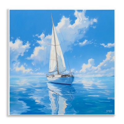 Stupell Industries Vivid Blue Sailboat Reflection Wall Plaque Art