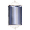 Northlight Striped Macrame Quilted Two Person Double Hammock with Pillow - 9' x 55" - Blue and Cream - 4 of 4