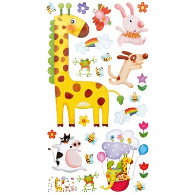Slickblue Fun Zoo Medium Wall Decals 13"x23.5", Waterproof Vinyl Stickers for Kids Rooms & Home Decor