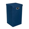 BirdRock Home Single Linen Laundry Hamper with Lid and Removable Liner - Navy - 3 of 4