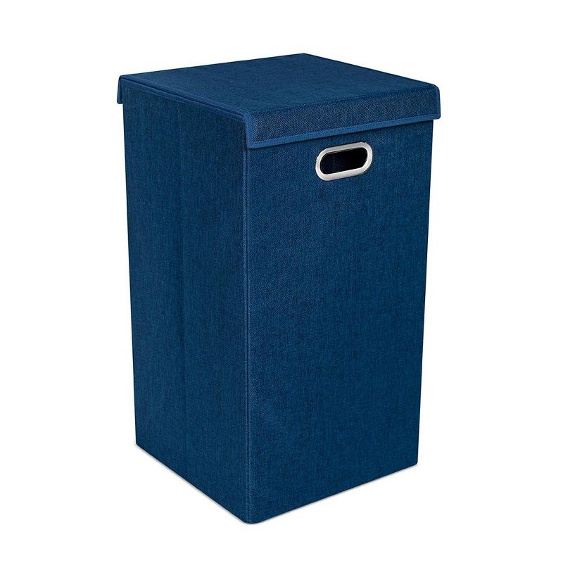 BirdRock Home Single Linen Laundry Hamper with Lid and Removable Liner - Navy, 3 of 10