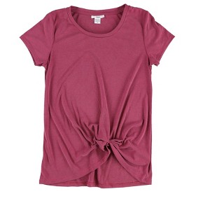 bar III Womens Tie Front Basic T-Shirt - 1 of 2