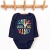 The Juniper Shop Mini Smiley Smile and Be Kind Aria Long Sleeve Bodysuit - 12M - Navy - 2 of 4