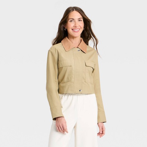 A New Day Women's Transitional Cropped Jacket - A New Day™ Tan M