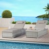 VisioGear 2-Piece Patio Chairs Tanning Lounges with Storage, Beach Recliners with Adjustable Backrest, Gray, 77"*25"*14.8" - 3 of 4