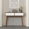 Lirago,39.4"L*13.77"W*29.52"H,Natural Wood Console Table with 2 Carved Drawers - Entryway Sofa Table with Storage & Wood Legs - 3 of 4