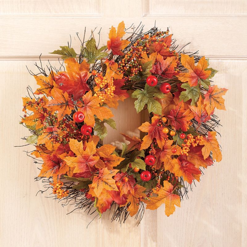 Collections Etc Berry and Autumn Leaves Twig Wreath, 2 of 3
