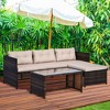 Outsunny 3 Piece Patio Furniture Set, Rattan Outdoor Sofa Set with Chaise Lounge & Loveseat, Soft Cushions, Table, L-Shaped Sectional Couch - 3 of 4