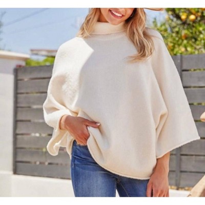 Women's Dolman Sleeve Sweater Turtleneck Sweater - Jodifl