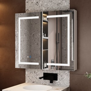 FUFU&GAGA White Anti-fog Mirror Cabinet with Adjustable Light Strips - 1 of 4