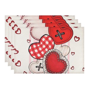 REGALWOVEN Love Hearts Placemats Set of 6, Happy Valentine's Day Dining Table Place Mats, Wedding Anniversary Holiday Decor - 1 of 4