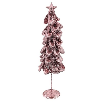 GlasFlength Decorative Objects Wooden Styled Decor Accent Wooden Tree Decor Vintage Tree Table Decor for Living Room, Pink, 6.5"*6.5"*20.1"