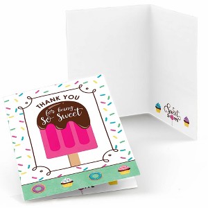 Big Dot of Happiness Sweet Shoppe - Candy and Bakery Birthday Party or Baby Shower Thank You Cards (8 count) - 1 of 4