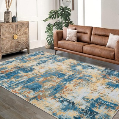 Area Rug Living Room Rug: Washable Modern Abstract Soft Thin Rug Indoor Floor No Slip Stain Resistant Carpet