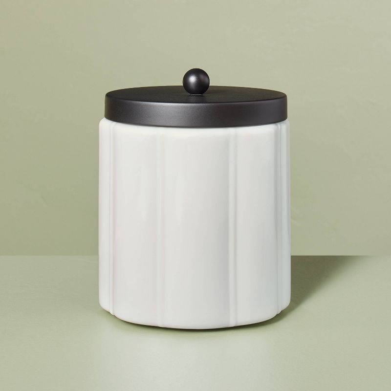 Milk Glass Bath Canister with Metal Lid - Hearth & Hand™ with Magnolia, 1 of 9