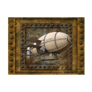Canvas Wall Art - Tina Mitchell 'Steampunk Zeppelin Blimp' Wall Art for Living Room, Bedroom, or Office Décor by Trademark Fine Art - 19 x 19 Inches - 1 of 4
