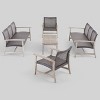 Hampton 5pc Wood & Wicker Sofa Chat Set - Light Gray/Black - Christopher Knight Home - 2 of 4