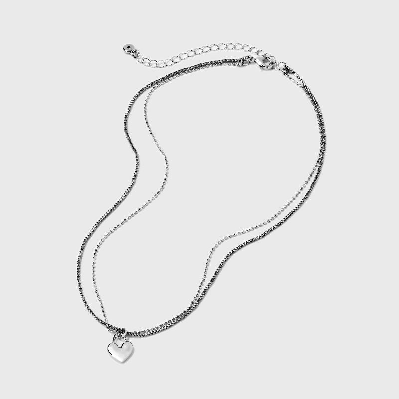 Heart Charm with Chain Necklace - Universal Thread&#8482; Silver, 3 of 5