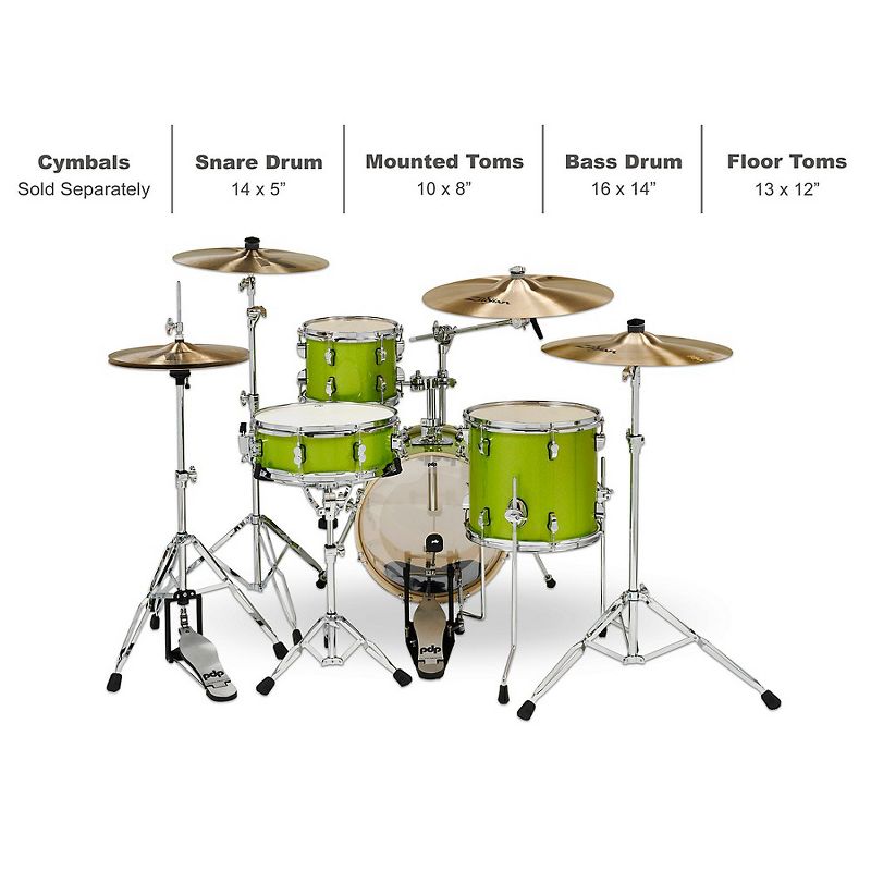 PDP by DW New Yorker 4-Piece Shell Pack With 16" Bass Drum, 2 of 6
