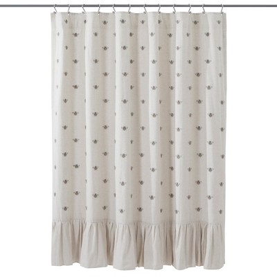 Embroidered Bee Shower Curtain 72x72  VHC Brands