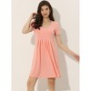 cheibear Women's U Neck Short Sleeve Lounge Dress Pajama Nightgown - 2 of 4