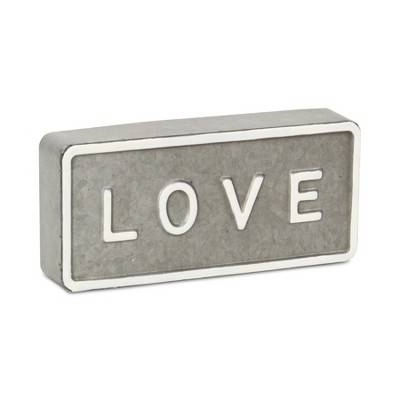 Cheung's Sandevis Gray and White Metal Love Table Sign