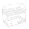 Okak Twin Size House Metal Bunk Bed with Ladders & Fence & Door,Contemporary Bed Frame for Bedroom,Apartments - 4 of 4