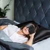 2 Pcs Standard Silk Gift Set Pillowcase and Eye Cover Black - PiccoCasa - 4 of 4