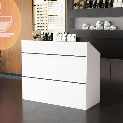 Famapy White Reception Desk Modern Style Lightweight