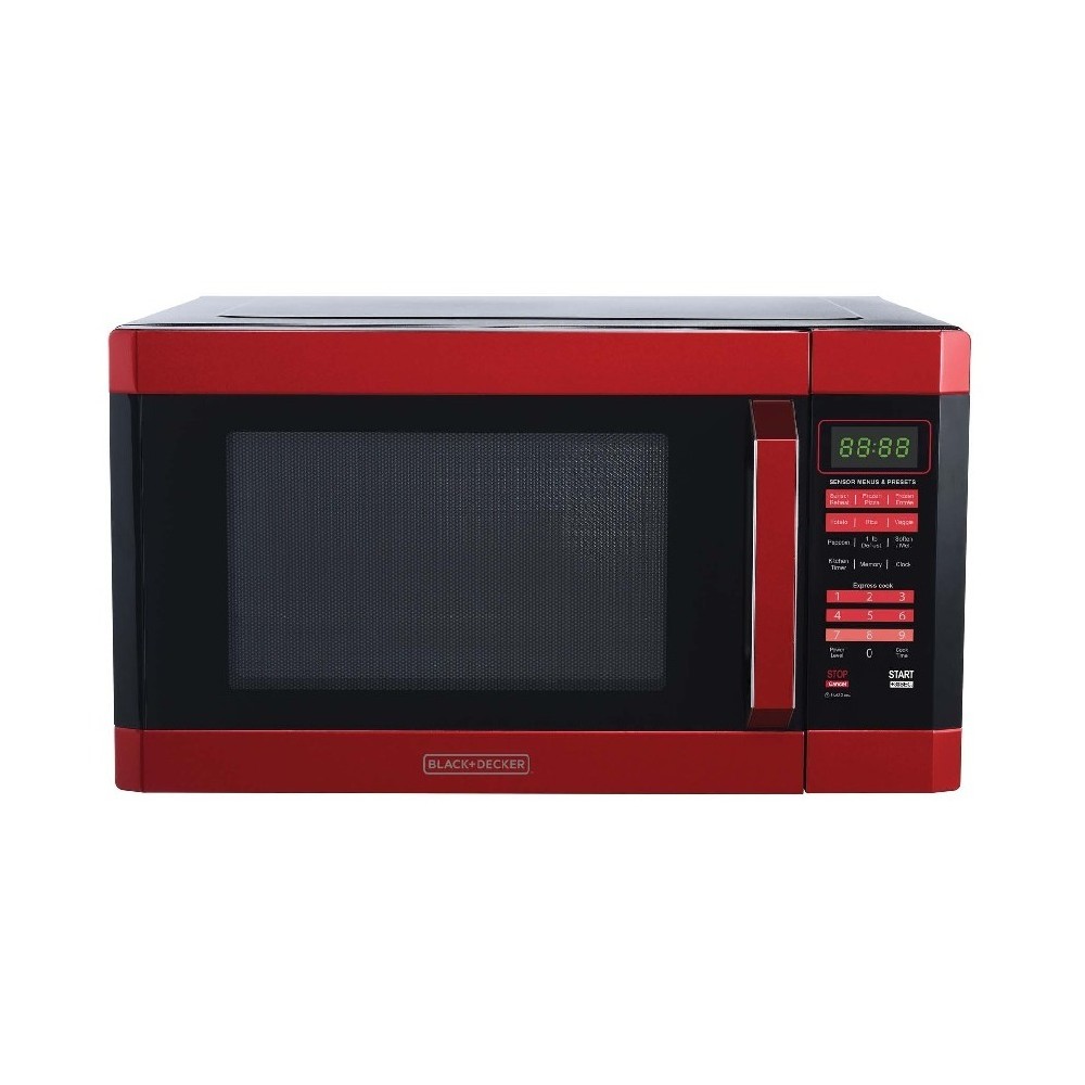 Photos - Microwave Black&Decker BLACK+DECKER 1.6 cu ft 1100W  Oven - Red: Countertop, Child Lock, 6 Programs, Turntable, 1 Year Warranty 