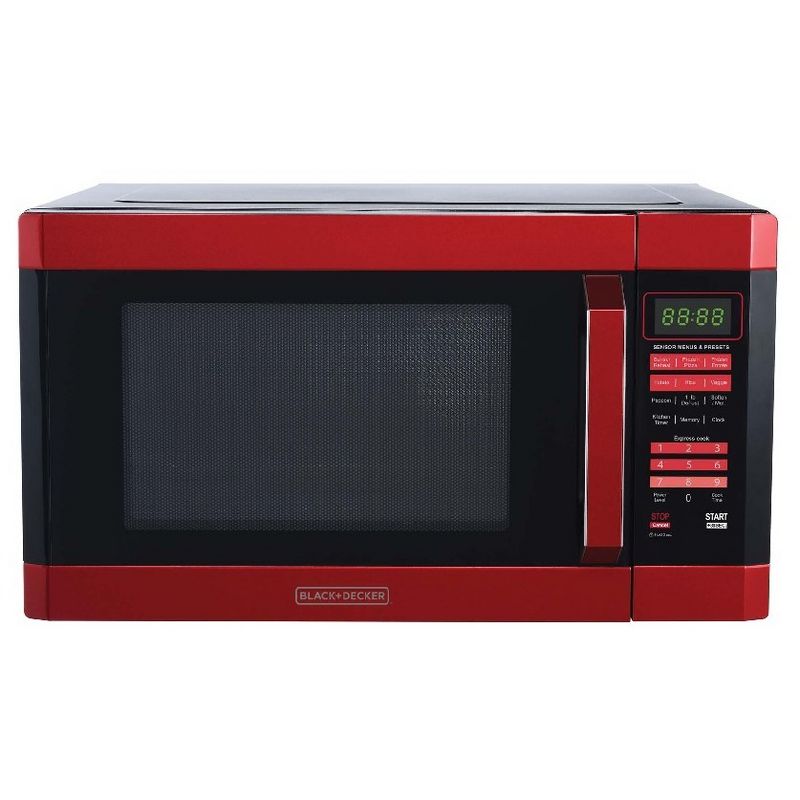 BLACK+DECKER 1.6 cu ft 1100W Microwave Oven - Red, 1 of 4