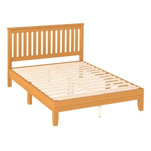 FDW Wood Bed Frame Versatile Solid Wood Mattress Foundation with 14 Wood Slats No Box Spring Needed with Headboard - 1 of 4