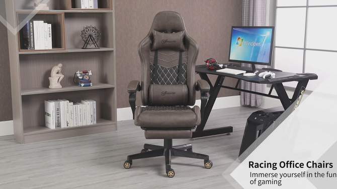 Vinsetto Racing Gaming Chair Diamond PU Leather Office Gamer Chair High Back Swivel Recliner with Footrest, Lumbar Support, Adjustable Height, 2 of 10, play video