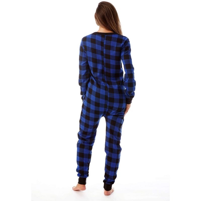 #followme Womens Henley Thermal Onesie | Buffalo Plaid, Tie Dye, & Printed PJ Union Suit Loungewear, 3 of 4