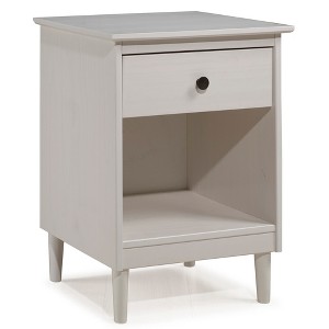 Classic Mid Century Modern 1 Drawer Nightstand Side Table White - Saracina Home